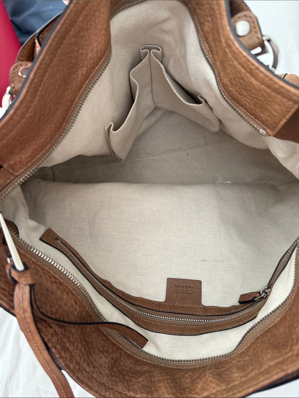Gucci Cognac Leather Hobo Bag with Silver-Tone Hardware - Picture 3 of 4
